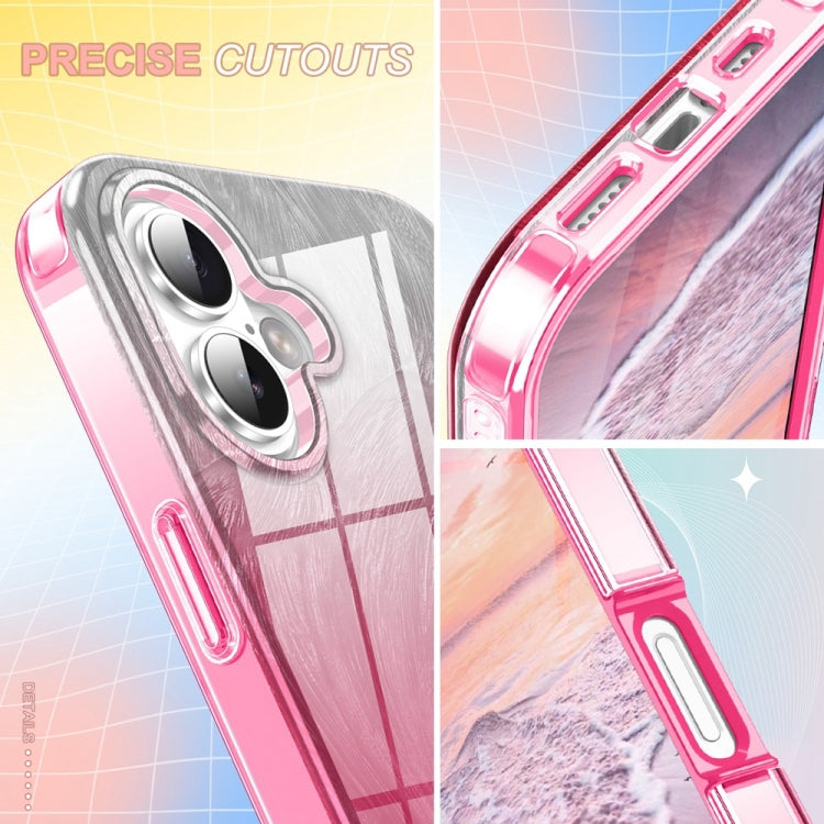 For iPhone 16 IMD Gradient Feather PC Hybrid TPU Phone Case