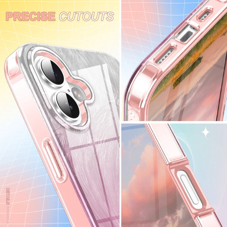 For iPhone 16 IMD Gradient Feather PC Hybrid TPU Phone Case