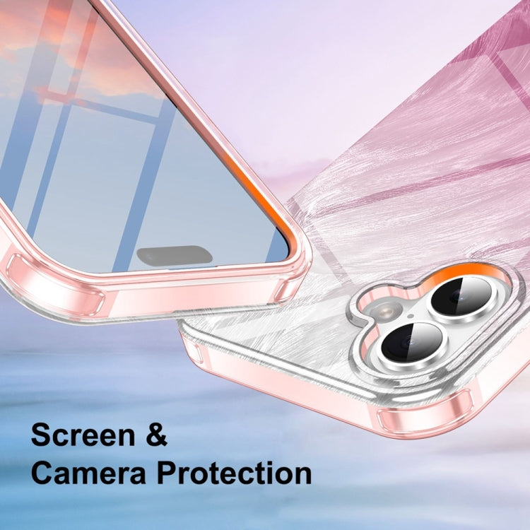 For iPhone 16 IMD Gradient Feather PC Hybrid TPU Phone Case