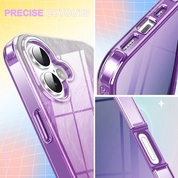 For iPhone 16 IMD Gradient Feather PC Hybrid TPU Phone Case