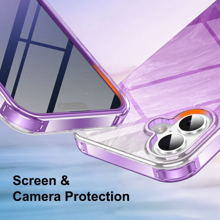 For iPhone 16 IMD Gradient Feather PC Hybrid TPU Phone Case