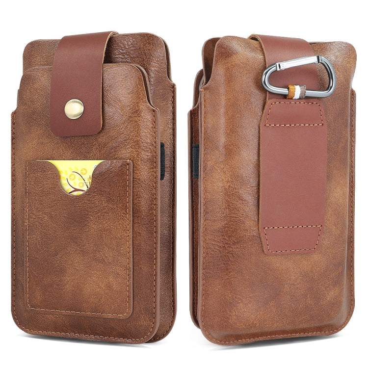 6.5-7.2 inch Universal Retro Magnetic Buckle Double Layer Phone Waist Bag