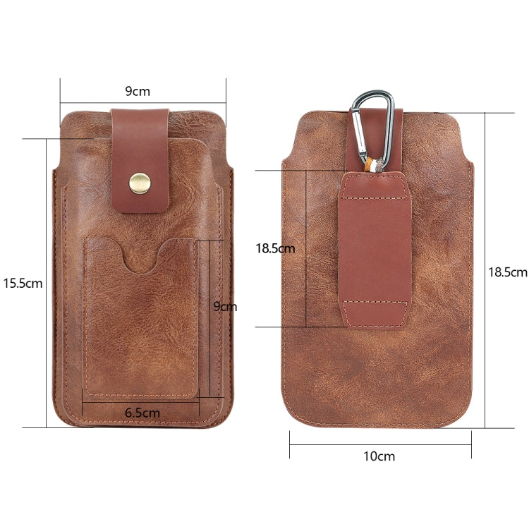6.5-7.2 inch Universal Retro Magnetic Buckle Double Layer Phone Waist Bag
