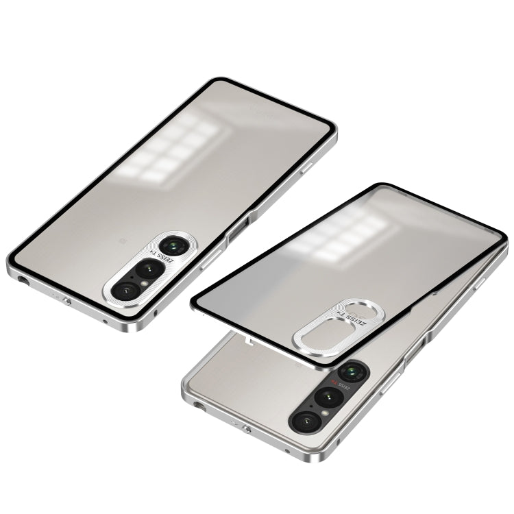 For Sony Xperia 1 V Snap Buckle Metal Frame Frosted Phone Case