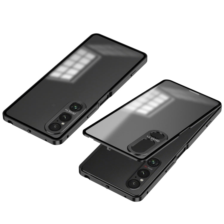 For Sony Xperia 1 V Snap Buckle Metal Frame Frosted Phone Case