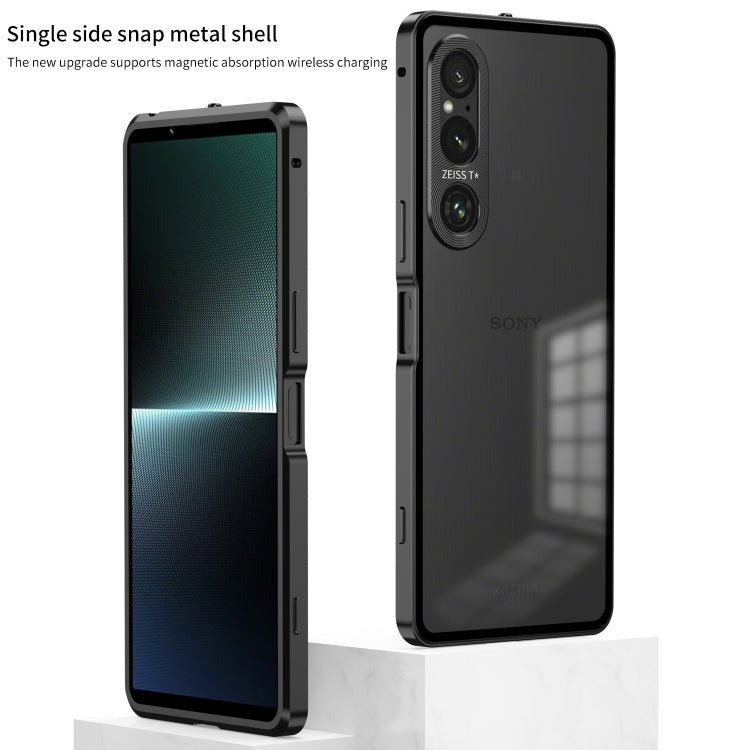 For Sony Xperia 1 IV Snap Buckle Metal Frame Frosted Phone Case