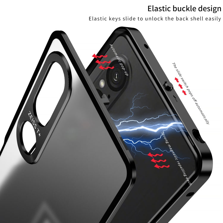 For Sony Xperia 1 V Snap Buckle Metal Frame Frosted Phone Case