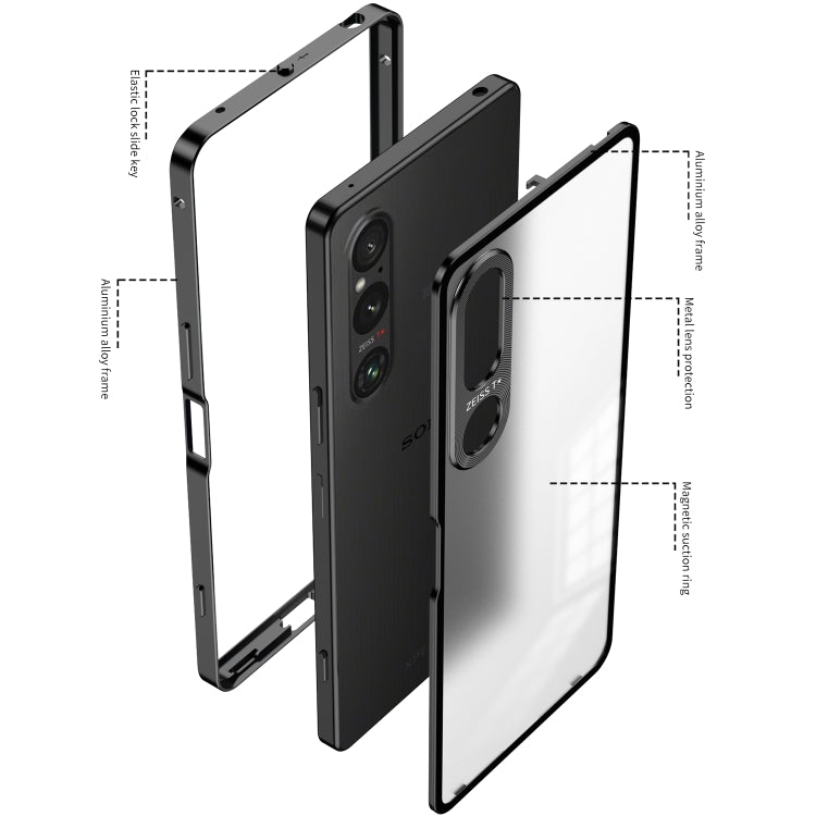 For Sony Xperia 1 IV Snap Buckle Metal Frame Frosted Phone Case