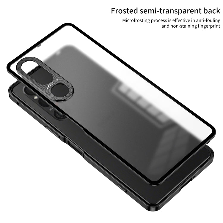 For Sony Xperia 1 IV Snap Buckle Metal Frame Frosted Phone Case