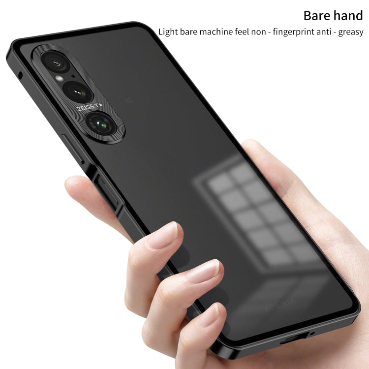 For Sony Xperia 1 IV Snap Buckle Metal Frame Frosted Phone Case