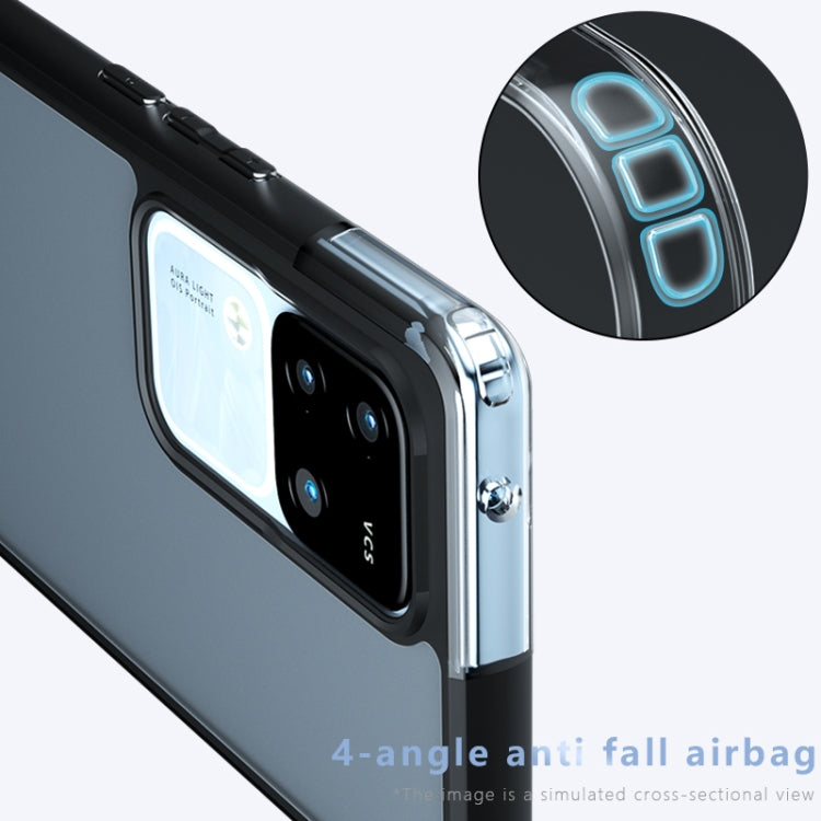 For vivo S18 Pro Armor Big Pore PC Hybrid TPU Phone Case - Frosted Black