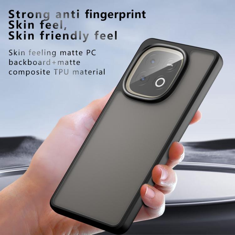 For vivo iQOO Z10 Turbo / Z10 Turbo Pro Armor Big Pore PC Hybrid TPU Phone Case - Frosted Black