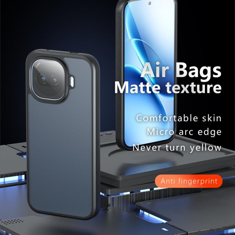 For vivo iQOO Z11 Turbo / 15R 5G Armor Big Pore PC Hybrid TPU Phone Case - Frosted Black