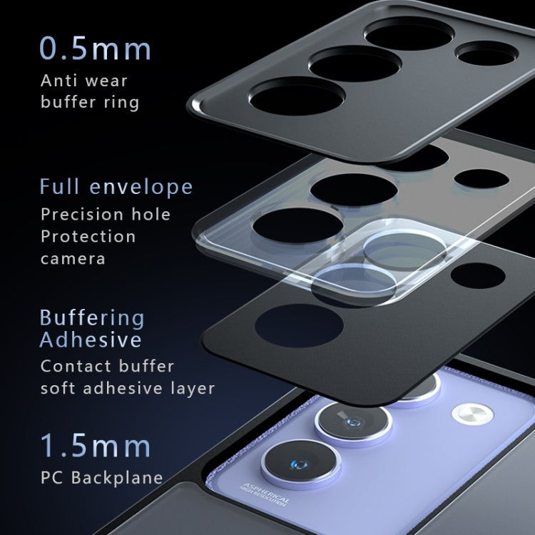 For vivo V30 Lite 4G Armor Precise Hole PC Hybrid TPU Phone Case - Frosted Black