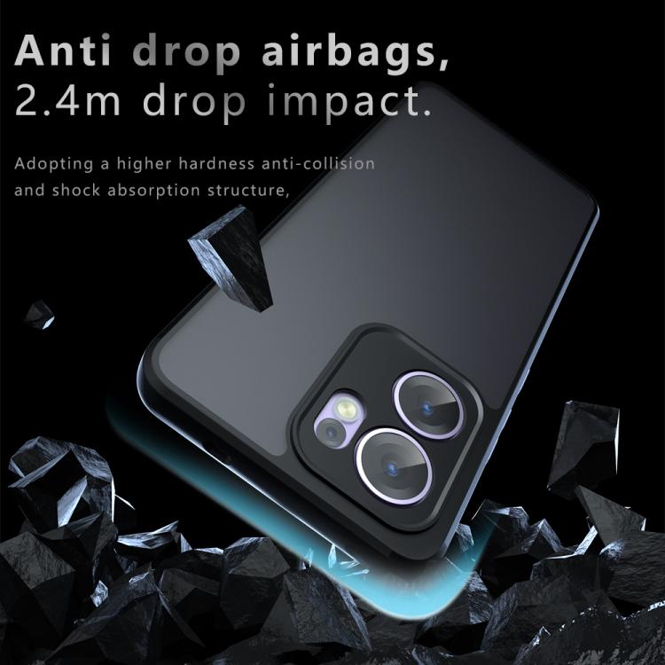 For OPPO Reno13 F 5G Armor Precise Hole PC Hybrid TPU Phone Case - Frosted Black