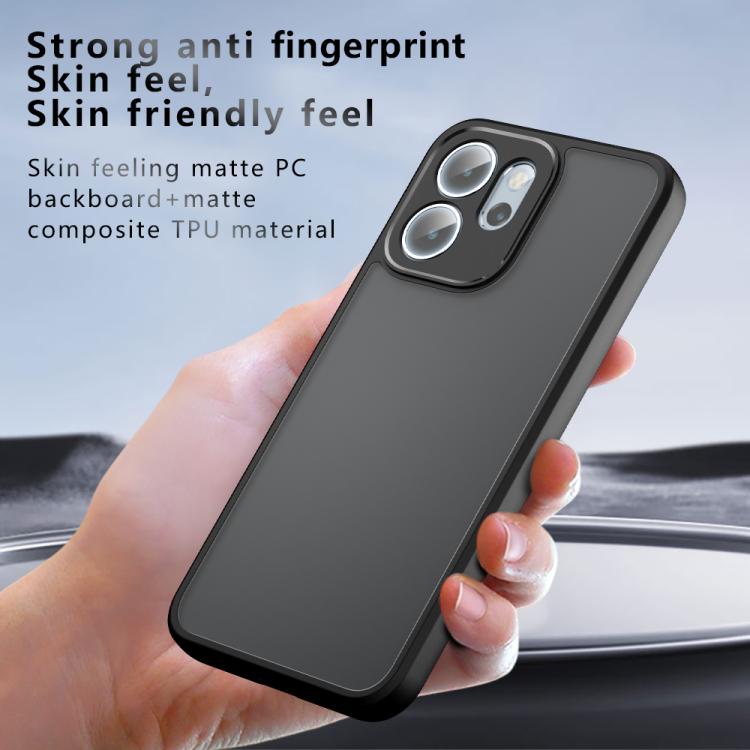 For OPPO Reno14 F 5G Armor Precise Hole PC Hybrid TPU Phone Case - Frosted Black