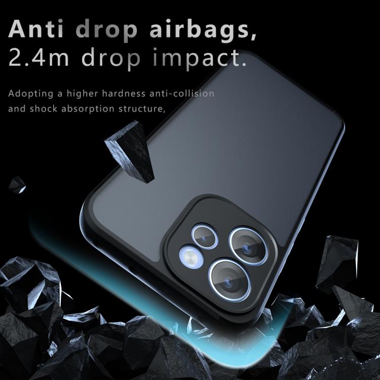 For OPPO Reno15 F 5G Armor Precise Hole PC Hybrid TPU Phone Case - Frosted Black