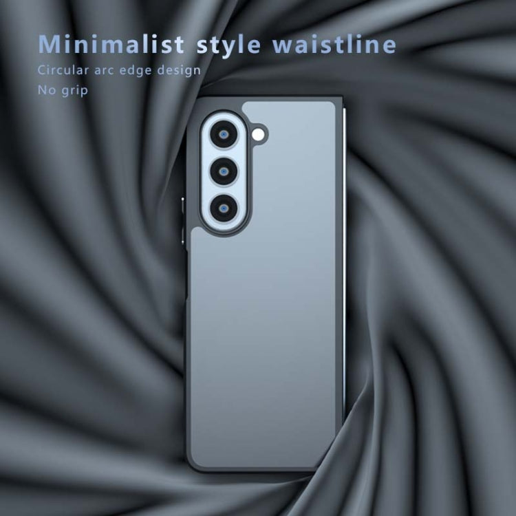 For Samsung Galaxy Z Fold5 Armor Big Pore PC Hybrid TPU Phone Case - Frosted Black