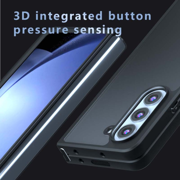 For Samsung Galaxy Z Fold5 Armor Big Pore PC Hybrid TPU Phone Case - Frosted Black