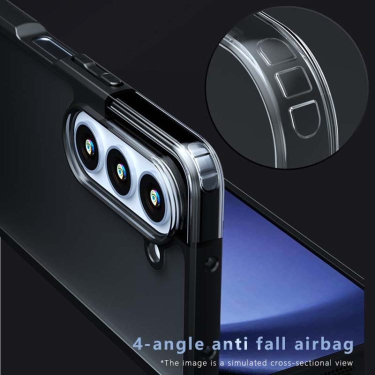 For Samsung Galaxy Z Fold4 Armor Big Pore PC Hybrid TPU Phone Case - Frosted Black