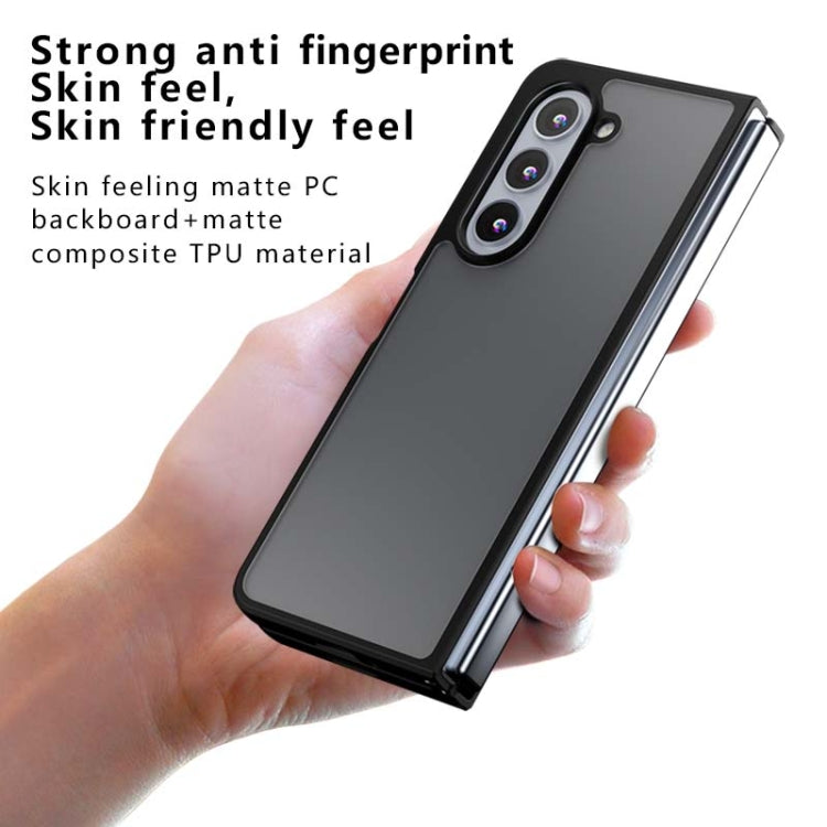 For Samsung Galaxy Z Fold4 Armor Big Pore PC Hybrid TPU Phone Case - Frosted Black