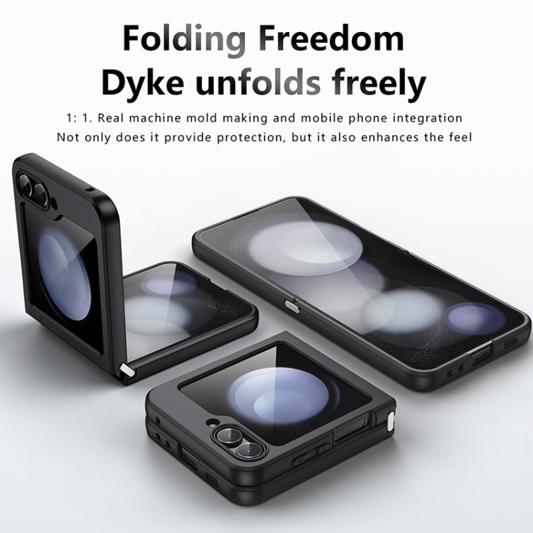 For Samsung Galaxy Z Flip5 Armor PC Hybrid TPU Phone Case - Frosted Black