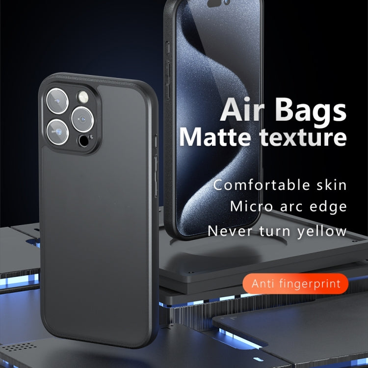 For iPhone 16 Plus Armor Precise Hole PC Hybrid TPU Phone Case - Frosted Black