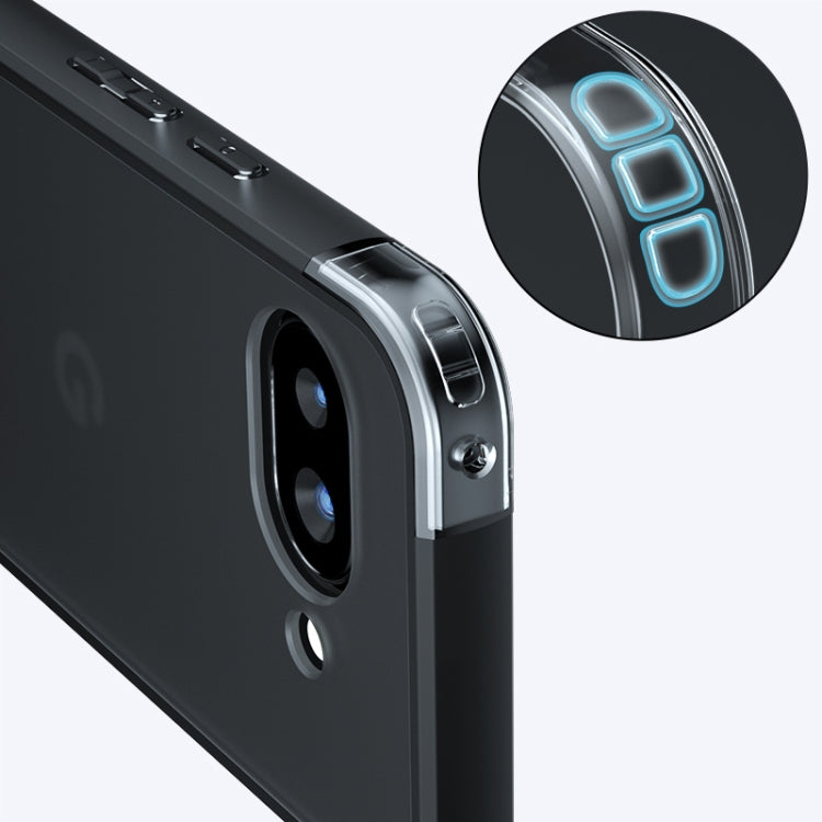 For Google Pixel 9a Armor Precise Hole PC Hybrid TPU Phone Case - Frosted Black
