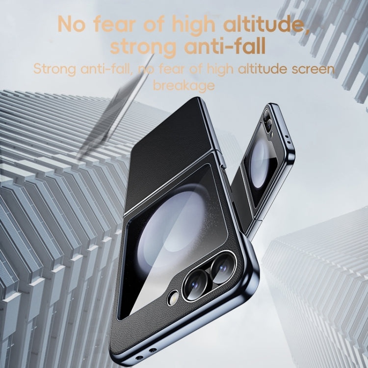 For Samsung Galaxy Z Flip6 / Flip7 FE Electroplated Frame Folding PU Phone Case