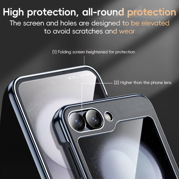 For Samsung Galaxy Z Flip6 / Flip7 FE Electroplated Frame Folding PU Phone Case
