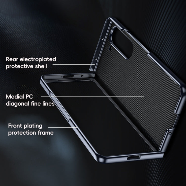 For Samsung Galaxy Z Flip6 / Flip7 FE Electroplated Frame Folding PU Phone Case