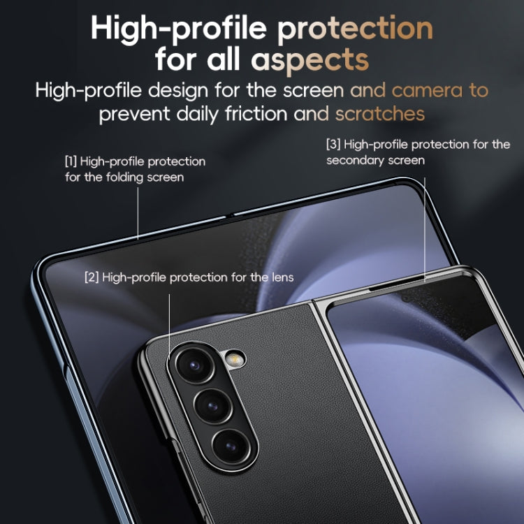 For Samsung Galaxy Z Fold6 Electroplated Frame Folding PU Phone Case