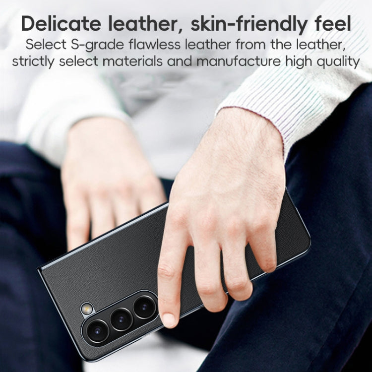 For Samsung Galaxy Z Fold6 Electroplated Frame Folding PU Phone Case