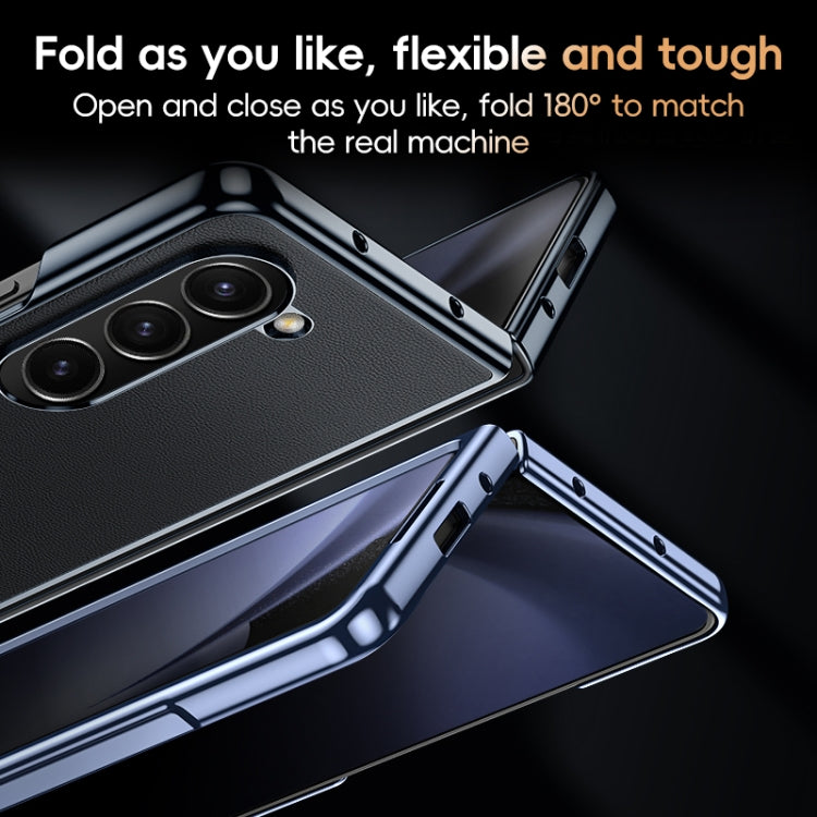 For Samsung Galaxy Z Fold6 Electroplated Frame Folding PU Phone Case