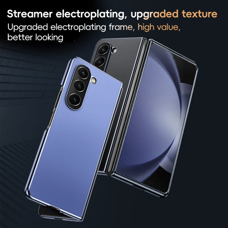 For Samsung Galaxy Z Fold6 Electroplated Frame Folding PU Phone Case