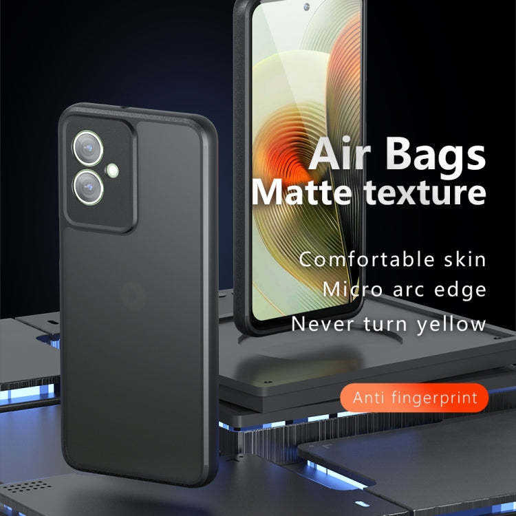 For Motorola Moto G55 Armor Precise Hole PC Hybrid TPU Phone Case - Frosted Black