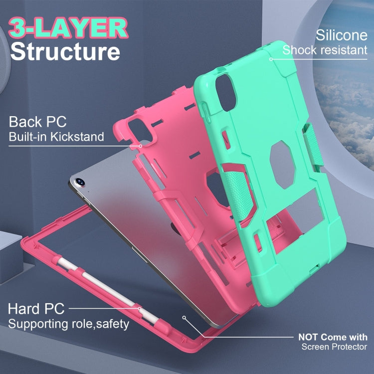 For iPad Air 11 2026 / 2025 / 2024 Contrast Color Silicone Acrylic PC Tablet Case with Holder
