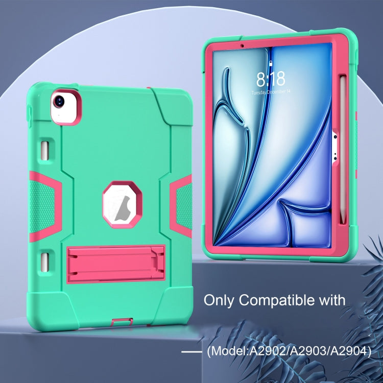 For iPad Air 11 2026 / 2025 / 2024 Contrast Color Silicone Acrylic PC Tablet Case with Holder