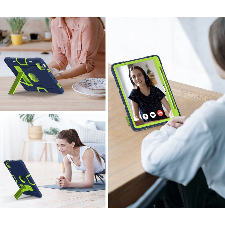 For iPad Air 11 2026 / 2025 / 2024 Contrast Color Silicone Acrylic PC Tablet Case with Holder