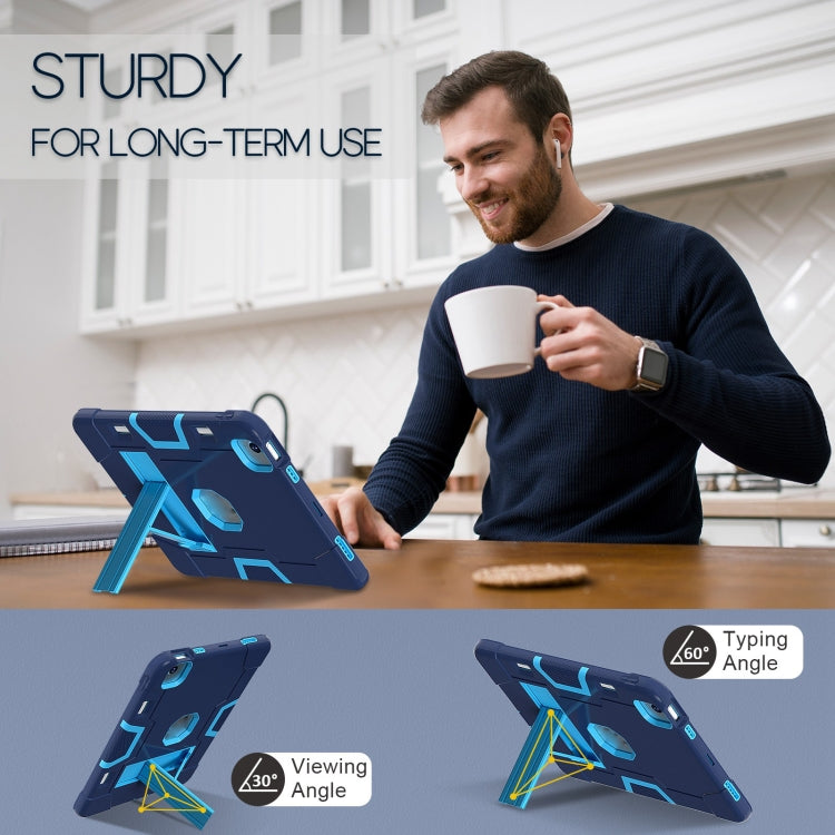 For iPad Air 11 2026 / 2025 / 2024 Contrast Color Silicone Acrylic PC Tablet Case with Holder
