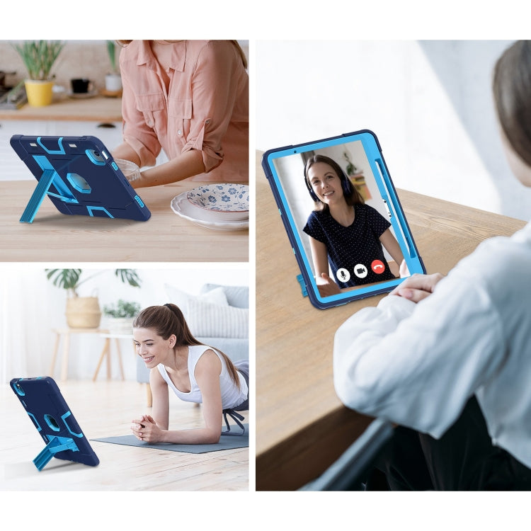 For iPad Air 11 2026 / 2025 / 2024 Contrast Color Silicone Acrylic PC Tablet Case with Holder