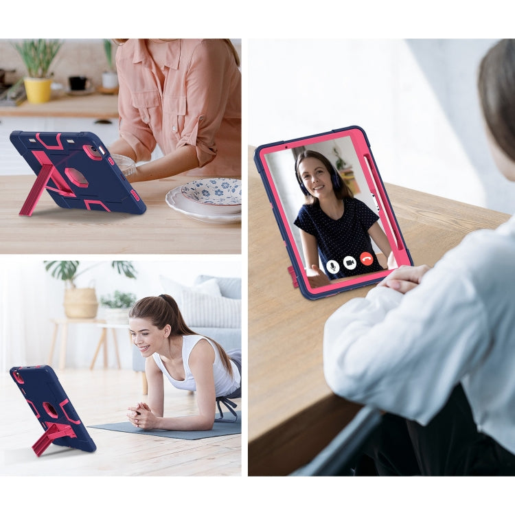 For iPad Air 11 2026 / 2025 / 2024 Contrast Color Silicone Acrylic PC Tablet Case with Holder