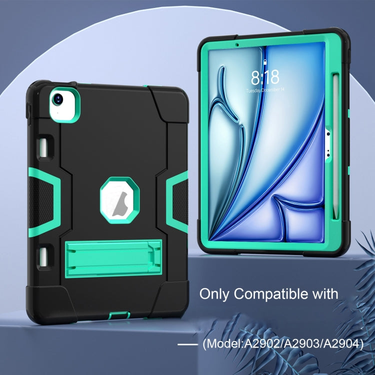 For iPad Air 11 2026 / 2025 / 2024 Contrast Color Silicone Acrylic PC Tablet Case with Holder