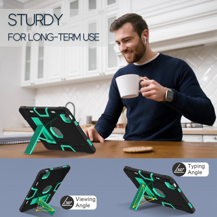 For iPad Air 11 2026 / 2025 / 2024 Contrast Color Silicone Acrylic PC Tablet Case with Holder