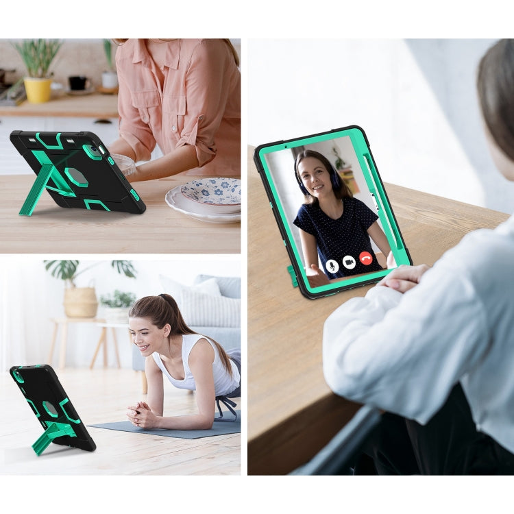 For iPad Air 11 2026 / 2025 / 2024 Contrast Color Silicone Acrylic PC Tablet Case with Holder
