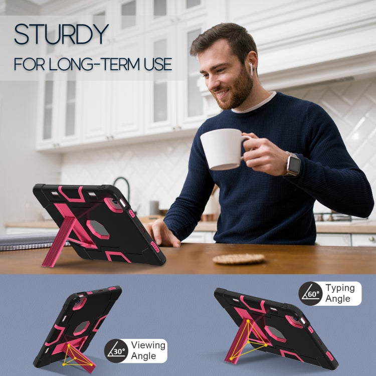 For iPad Air 11 2026 / 2025 / 2024 Contrast Color Silicone Acrylic PC Tablet Case with Holder