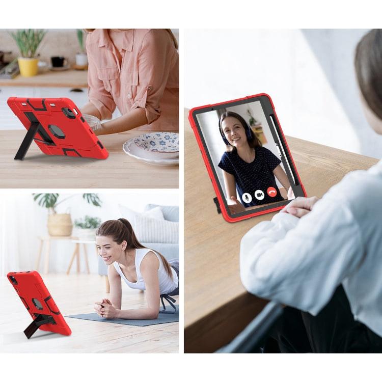 For iPad Air 11 2026 / 2025 / 2024 Contrast Color Silicone Acrylic PC Tablet Case with Holder