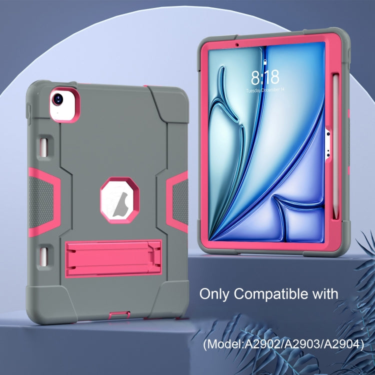 For iPad Air 11 2026 / 2025 / 2024 Contrast Color Silicone Acrylic PC Tablet Case with Holder