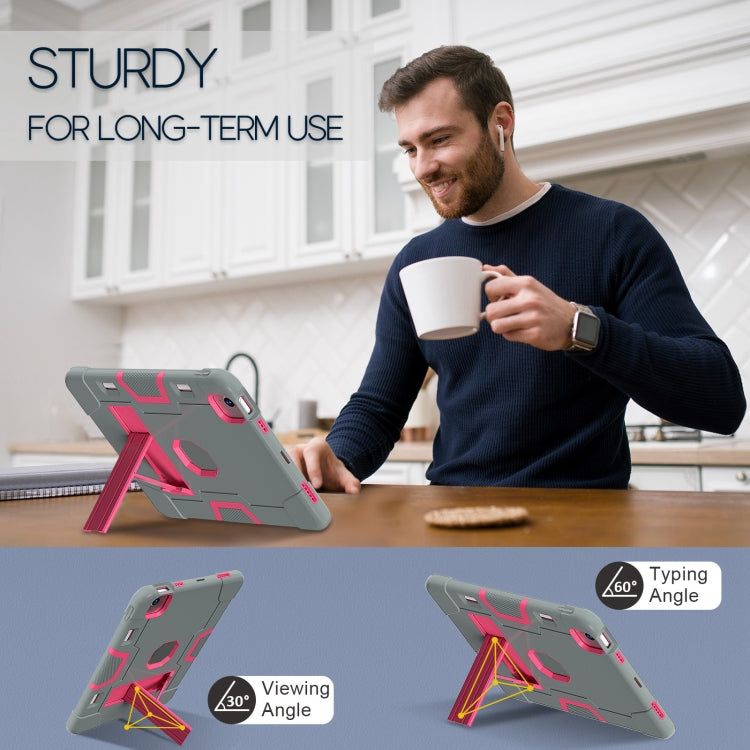For iPad Air 11 2026 / 2025 / 2024 Contrast Color Silicone Acrylic PC Tablet Case with Holder