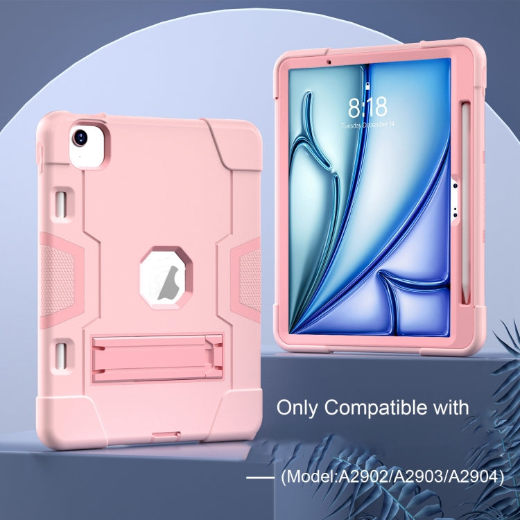 For iPad Air 11 2026 / 2025 / 2024 Contrast Color Silicone Acrylic PC Tablet Case with Holder